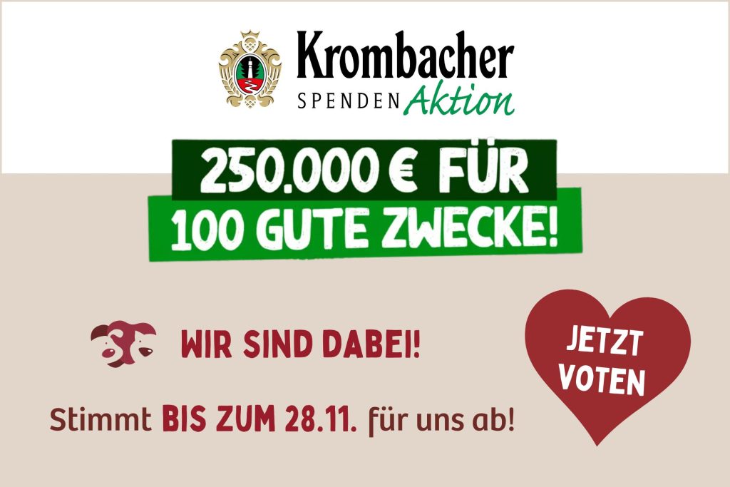 Krombacher Spendenaktion – Jetzt für uns abstimmen!